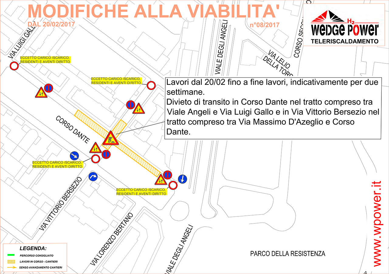 Modifiche alla viabilià - Corso Dante - via Vittorio Bersezio