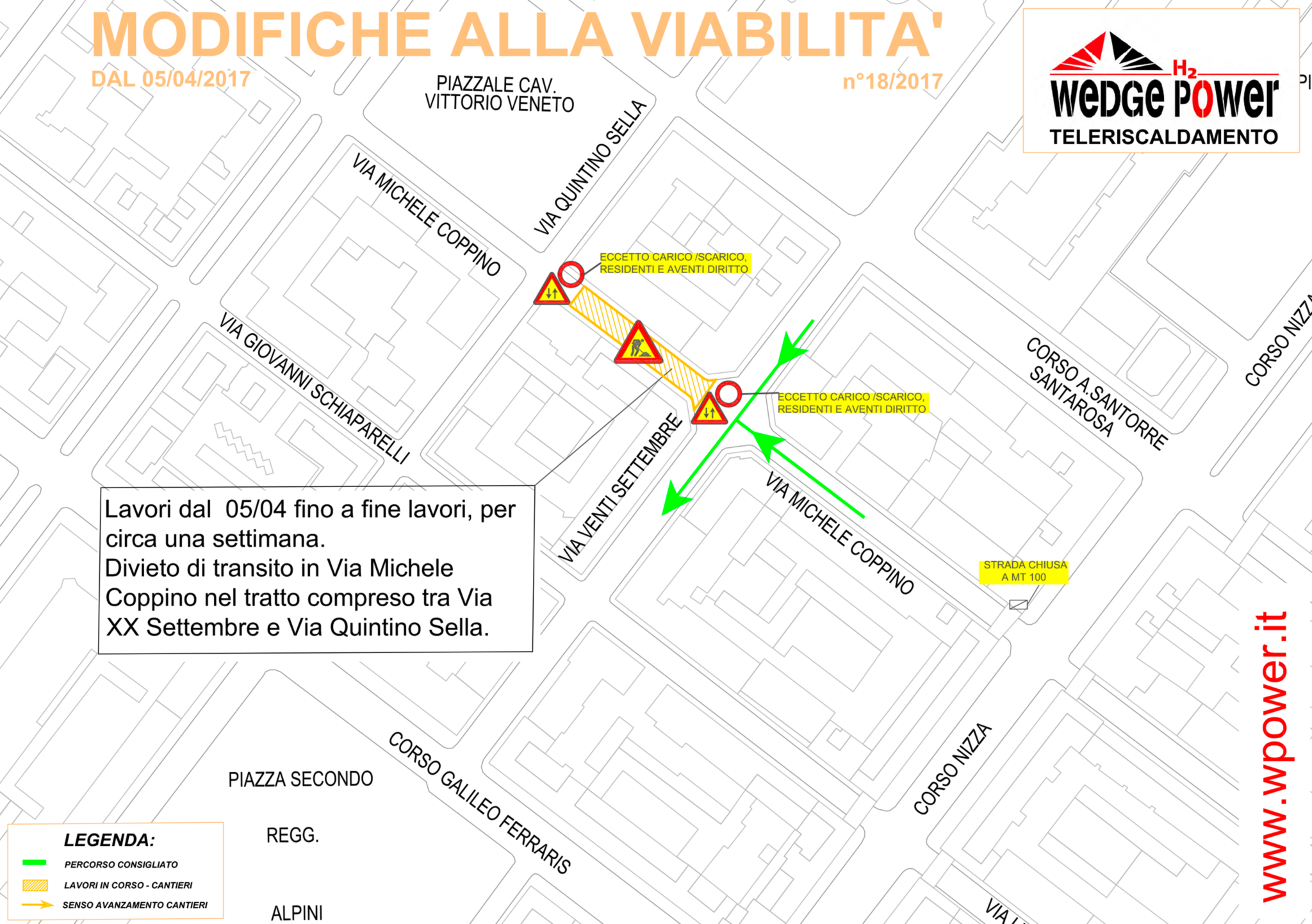 Modifiche viabilità a Cuneo - via Michele Coppino - dal 31 marzo